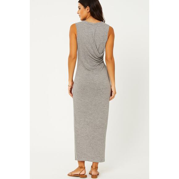 T by Alexander Wang Gray Draped Back Midi Maxi Dress (S) - Picture 1 of 7